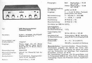 Klein + Hummel K+H Telewatt K&H VS56 VS 56 tube amp classic Rhrenverstrker
